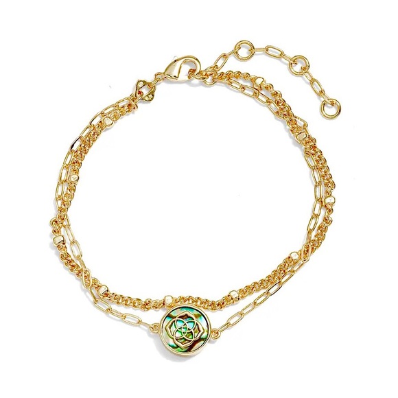 Kendra Scott Jewelry - NWT Kendra Scott Stamped Dira Gold Delicate Chain Bracelet in Abalone
